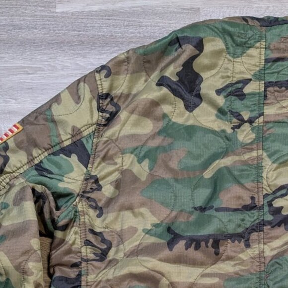 Denim Supply Ralph Lauren Men's XL Camo Military Puffer Jacket Flag Lightweight - Picture 8 of 11